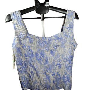 Donna Toran Lilac and Gray Floral Textured Dressy 100% Polyester Tank Top. XL